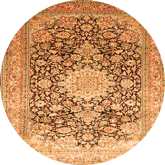 Machine Washable Medallion Orange Traditional Area Rugs, wshtr1010org