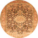 Machine Washable Medallion Orange Traditional Area Rugs, wshtr1010org