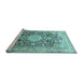 Sideview of Machine Washable Medallion Light Blue Traditional Rug, wshtr1010lblu