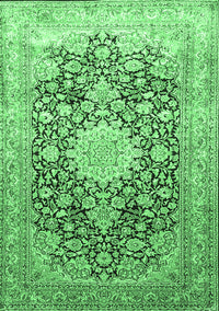 Medallion Emerald Green Traditional Rug, tr1010emgrn