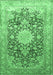 Machine Washable Medallion Emerald Green Traditional Area Rugs, wshtr1010emgrn