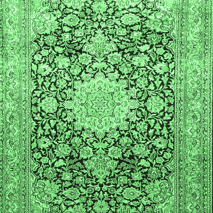 Machine Washable Medallion Emerald Green Traditional Area Rugs, wshtr1010emgrn