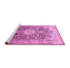 Sideview of Machine Washable Medallion Pink Traditional Rug, wshtr1010pnk