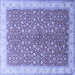 Square Machine Washable Persian Blue Traditional Rug, wshtr1011blu