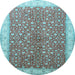 Round Machine Washable Persian Light Blue Traditional Rug, wshtr1011lblu