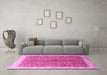 Machine Washable Persian Pink Traditional Rug in a Living Room, wshtr1011pnk