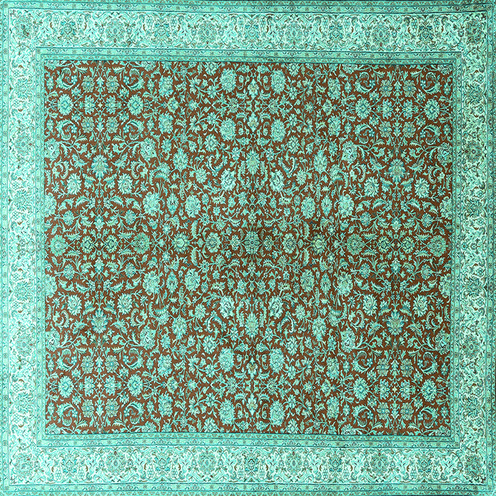 Square Persian Turquoise Traditional Rug, tr1011turq