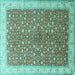 Square Persian Turquoise Traditional Rug, tr1011turq