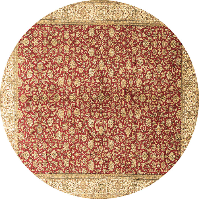 Round Persian Brown Traditional Rug, tr1011brn