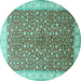 Round Persian Turquoise Traditional Rug, tr1011turq