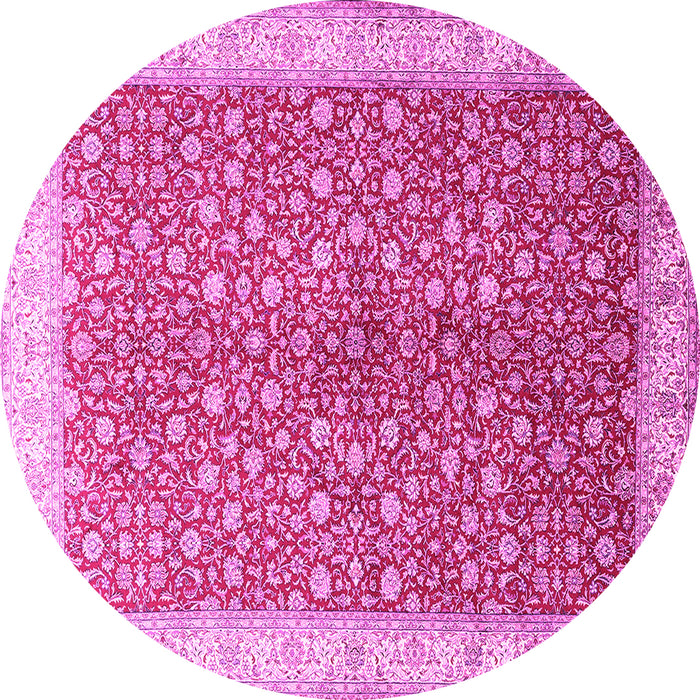 Round Machine Washable Persian Pink Traditional Rug, wshtr1011pnk
