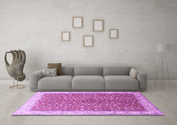 Machine Washable Persian Purple Traditional Area Rugs in a Living Room, wshtr1011pur