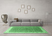 Machine Washable Persian Emerald Green Traditional Area Rugs in a Living Room,, wshtr1011emgrn