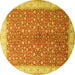 Round Persian Yellow Traditional Rug, tr1011yw