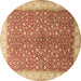 Round Machine Washable Persian Brown Traditional Rug, wshtr1011brn