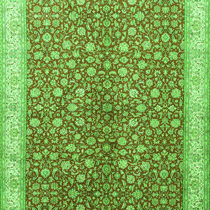 Serging Thickness of Machine Washable Persian Green Traditional Area Rugs, wshtr1011grn