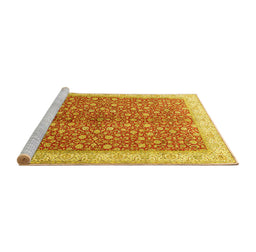 Sideview of Machine Washable Persian Yellow Traditional Rug, wshtr1011yw