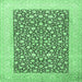 Square Machine Washable Persian Emerald Green Traditional Area Rugs, wshtr1012emgrn