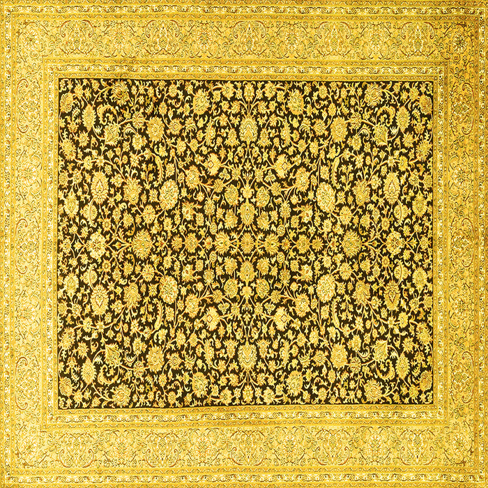 Square Machine Washable Persian Yellow Traditional Rug, wshtr1012yw