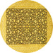 Round Persian Yellow Traditional Rug, tr1012yw