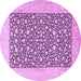 Round Persian Purple Traditional Rug, tr1012pur