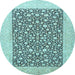 Round Machine Washable Persian Light Blue Traditional Rug, wshtr1012lblu