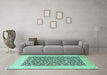 Machine Washable Persian Turquoise Traditional Area Rugs in a Living Room,, wshtr1012turq