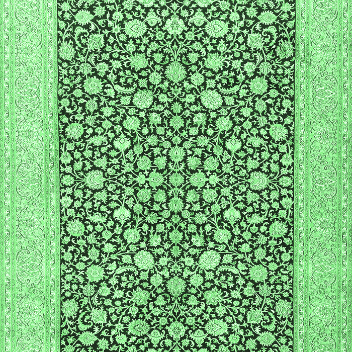 Machine Washable Persian Emerald Green Traditional Area Rugs, wshtr1012emgrn