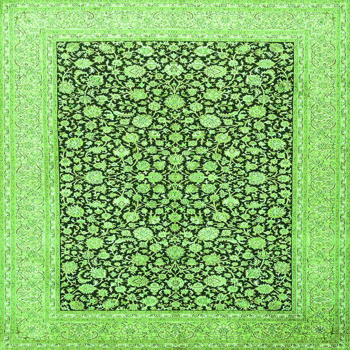 Round Machine Washable Persian Green Traditional Area Rugs, wshtr1012grn