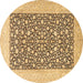 Round Persian Brown Traditional Rug, tr1012brn