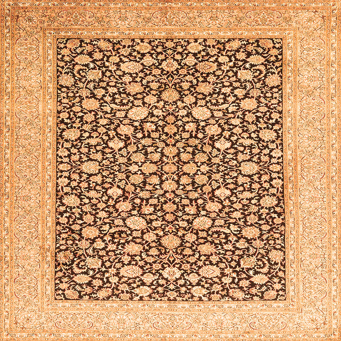 Round Machine Washable Persian Orange Traditional Area Rugs, wshtr1012org