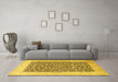 Machine Washable Persian Yellow Traditional Rug in a Living Room, wshtr1012yw