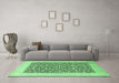 Machine Washable Persian Emerald Green Traditional Area Rugs in a Living Room,, wshtr1012emgrn