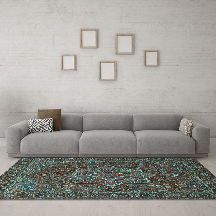 Machine Washable Persian Light Blue Traditional Rug in a Living Room, wshtr1013lblu