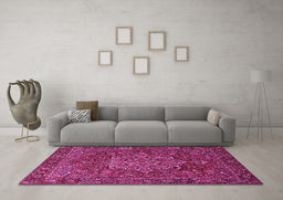 Machine Washable Persian Pink Traditional Rug in a Living Room, wshtr1013pnk