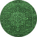 Round Persian Emerald Green Traditional Rug, tr1013emgrn