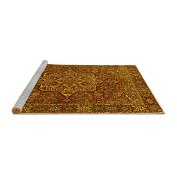 Sideview of Machine Washable Persian Yellow Traditional Rug, wshtr1013yw