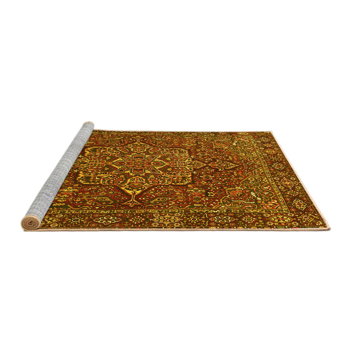Sideview of Machine Washable Persian Yellow Traditional Rug, wshtr1013yw