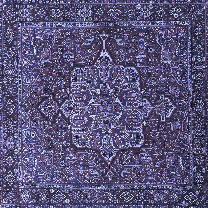 Square Machine Washable Persian Blue Traditional Rug, wshtr1013blu