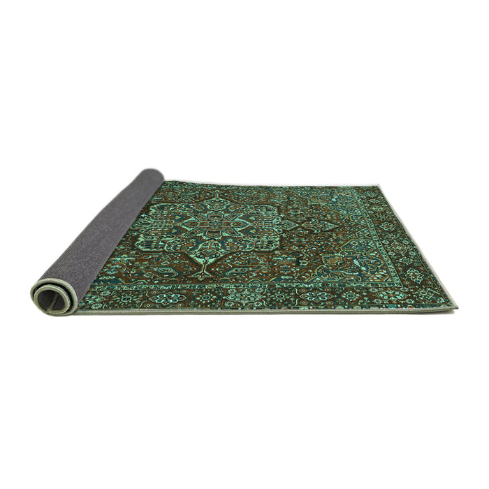 Sideview of Persian Turquoise Traditional Rug, tr1013turq