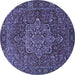 Round Persian Blue Traditional Rug, tr1013blu