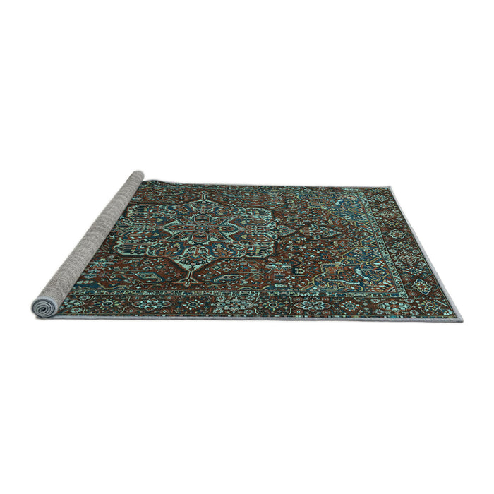 Sideview of Machine Washable Persian Light Blue Traditional Rug, wshtr1013lblu