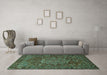 Machine Washable Persian Turquoise Traditional Area Rugs in a Living Room,, wshtr1013turq