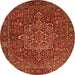 Square Persian Orange Traditional Rug, tr1013org