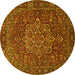 Round Persian Yellow Traditional Rug, tr1013yw