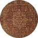 Round Machine Washable Persian Brown Traditional Rug, wshtr1013brn