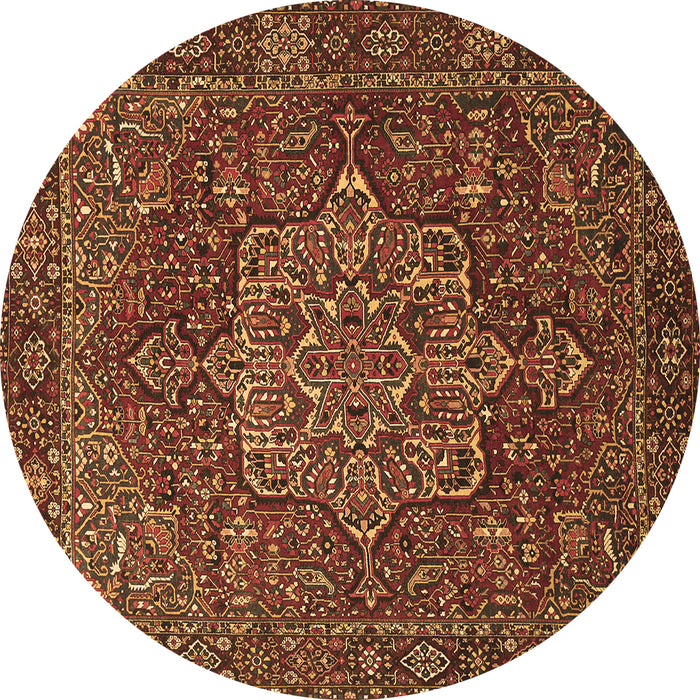 Round Persian Brown Traditional Rug, tr1013brn