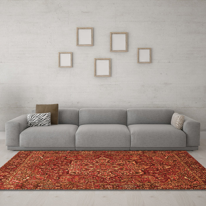 Machine Washable Persian Orange Traditional Area Rugs in a Living Room, wshtr1013org