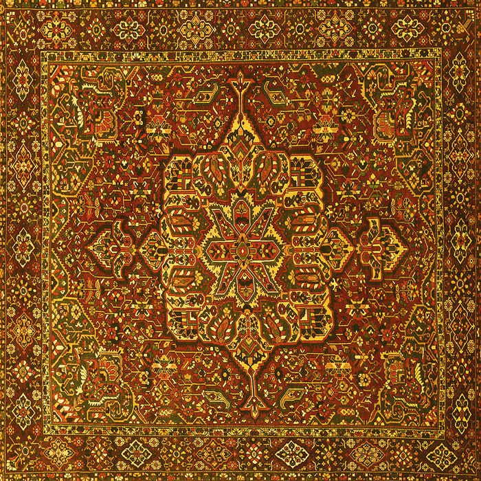 Square Persian Yellow Traditional Rug, tr1013yw