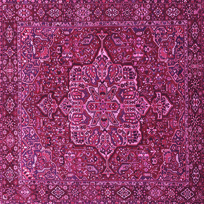 Square Machine Washable Persian Pink Traditional Rug, wshtr1013pnk